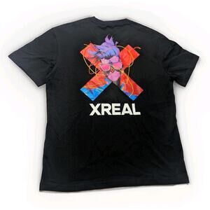 XREAL T Shirt Black Anime Futuristic Graphic Augmented Reality Brand AR Size L